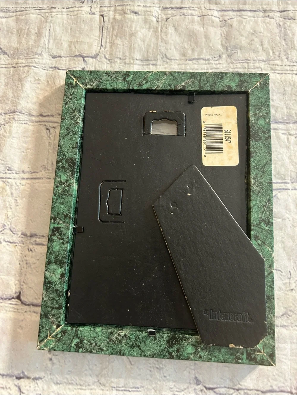 INTERCRAFT VTG DARK GREEN FAUX MARBLE PICTURE FRAME